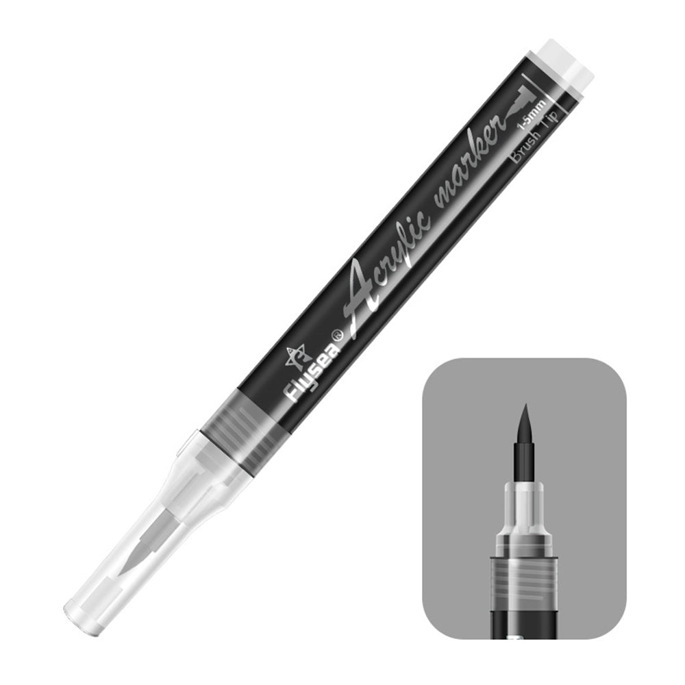 FLYSEA FS-3601 Acrylic Paint Pen Soft Brush Tip Color Pen for Coloring Painting DIY Nail Art - Black FLYSEA FS-3601 Acrylic Paint Pen Soft Brush Tip Color Pen for Coloring Painting DIY Nail Art - Black